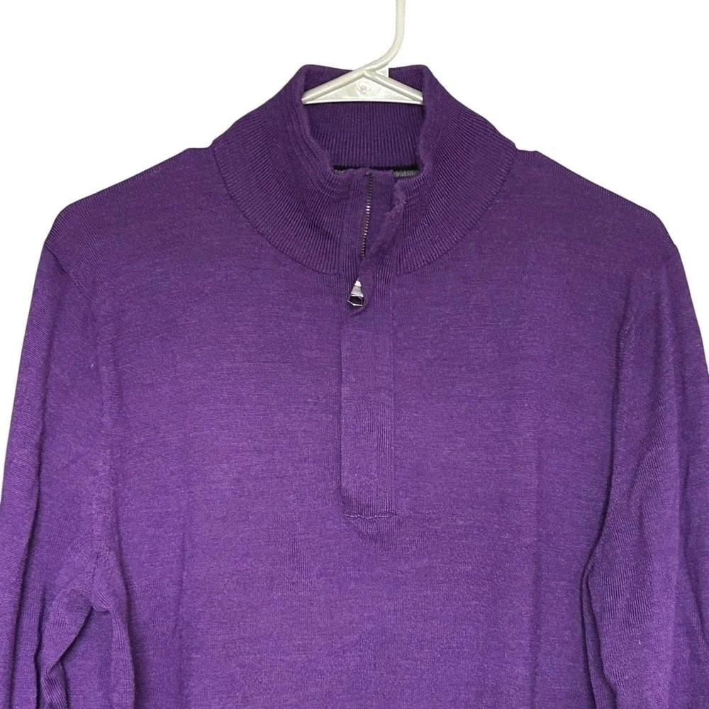 Banana Republic 100% Merino Wool Quarter Zip Sweater Men's Large Purple Pullover